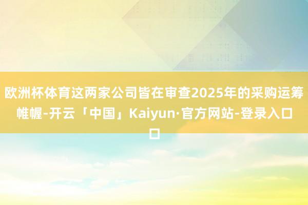 欧洲杯体育这两家公司皆在审查2025年的采购运筹帷幄-开云「中国」Kaiyun·官方网站-登录入口