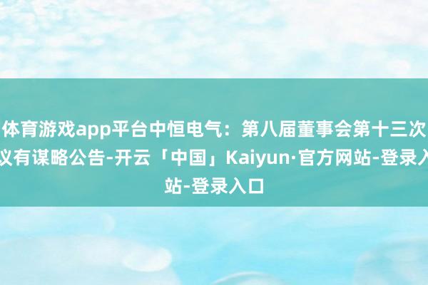 体育游戏app平台中恒电气：第八届董事会第十三次会议有谋略公告-开云「中国」Kaiyun·官方网站-登录入口
