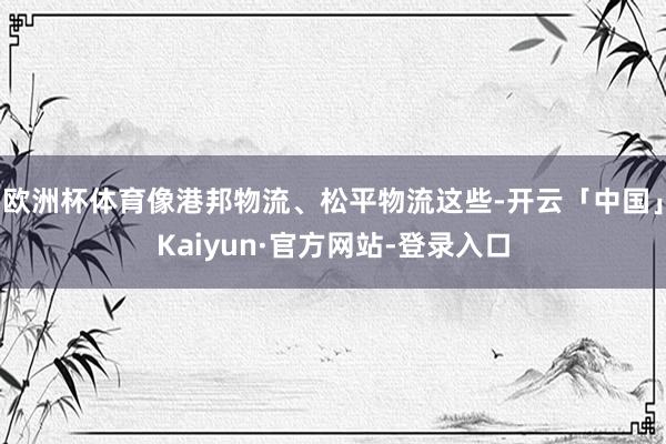 欧洲杯体育像港邦物流、松平物流这些-开云「中国」Kaiyun·官方网站-登录入口